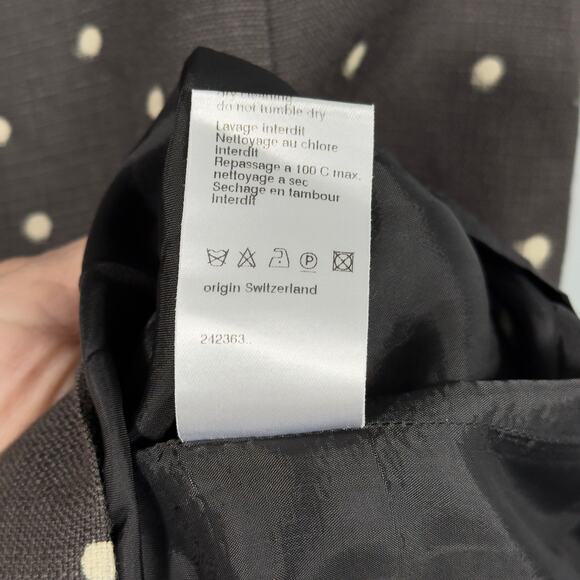 Akris Punto Wool Blend Sheath Dress Charcoal Gray Ivory Dot Luxury Work Office 8 - Picture 5 of 8